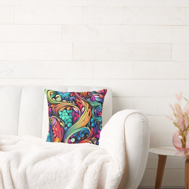 Colourful Paisley Pattern Cushion (Couch)