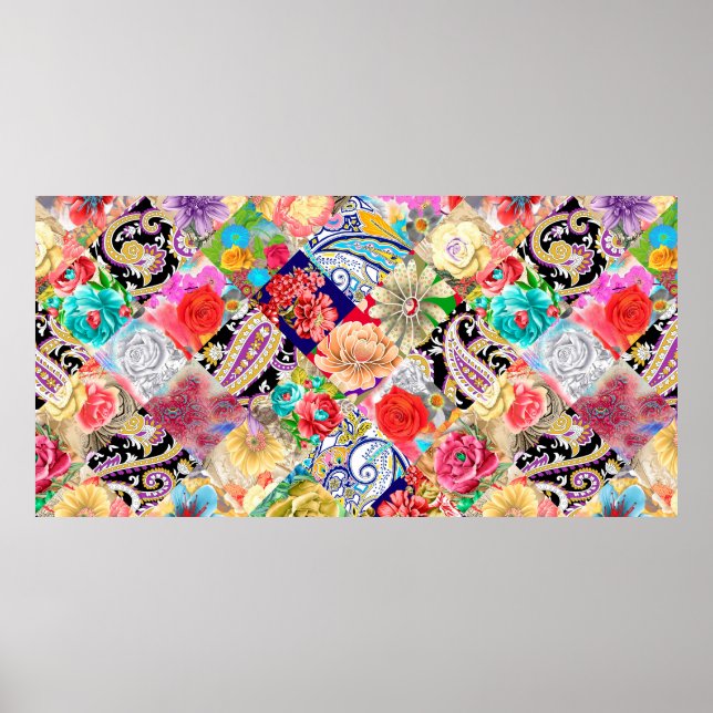 Colourful Paisley pattern. Ethnic vintage wallpape Poster (Front)