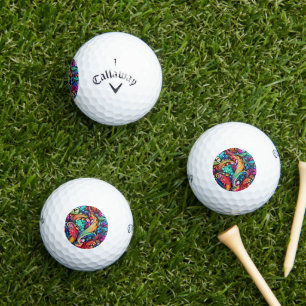 Colourful Paisley Pattern Golf Balls