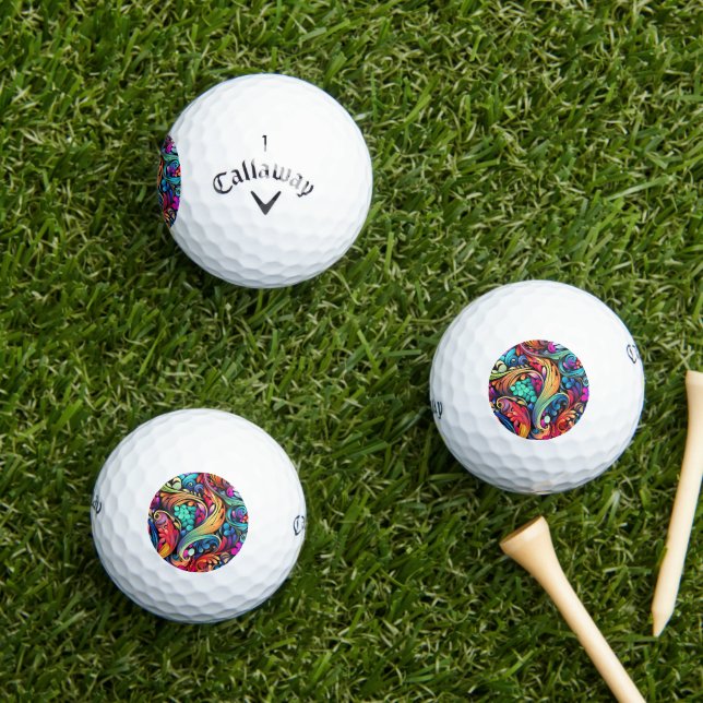 Colourful Paisley Pattern Golf Balls (Insitu Grass)