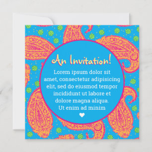 Colourful Paisley Pattern Invitation