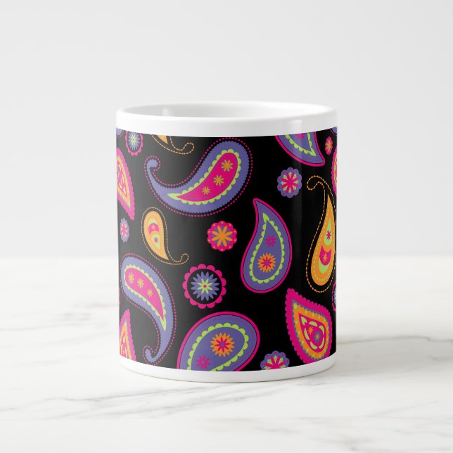 Colourful Paisley Pattern Large Coffee Mug (Front)