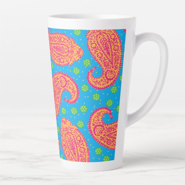 Colourful Paisley Pattern Latte Mug (Right)