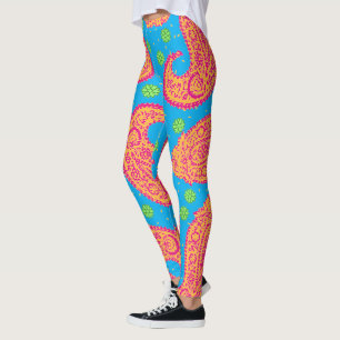 Colourful Paisley Pattern Leggings