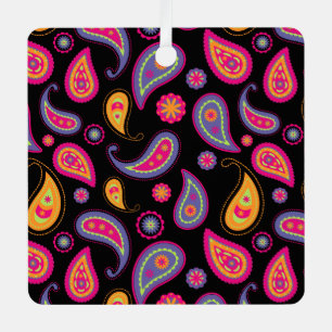 Colourful Paisley Pattern Metal Tree Decoration