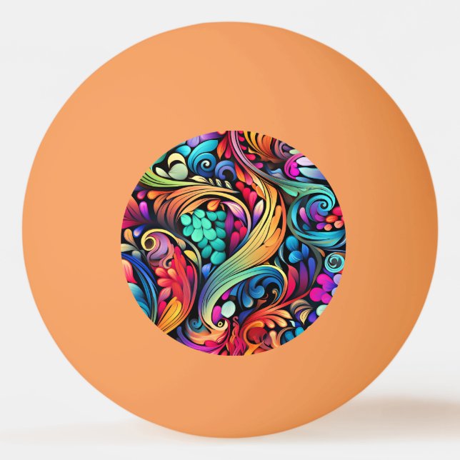 Colourful Paisley Pattern Ping Pong Ball (Front)