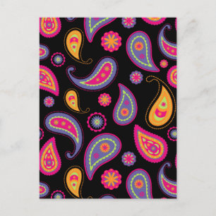 Colourful Paisley Pattern Postcard