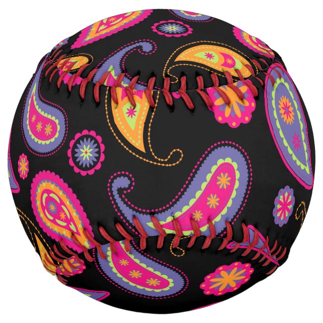 Colourful Paisley Pattern Softball (Front)