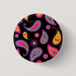 Colourful Paisley seamless Pattern 3 Cm Round Badge