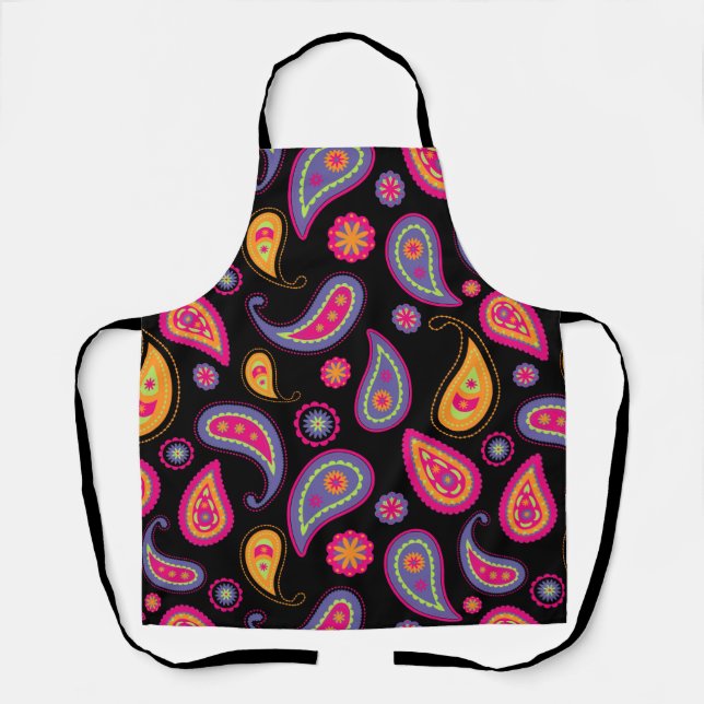 Colourful Paisley seamless Pattern Apron (Front)