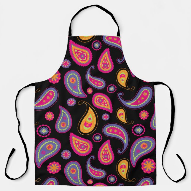 Colourful Paisley seamless Pattern Apron (Front)