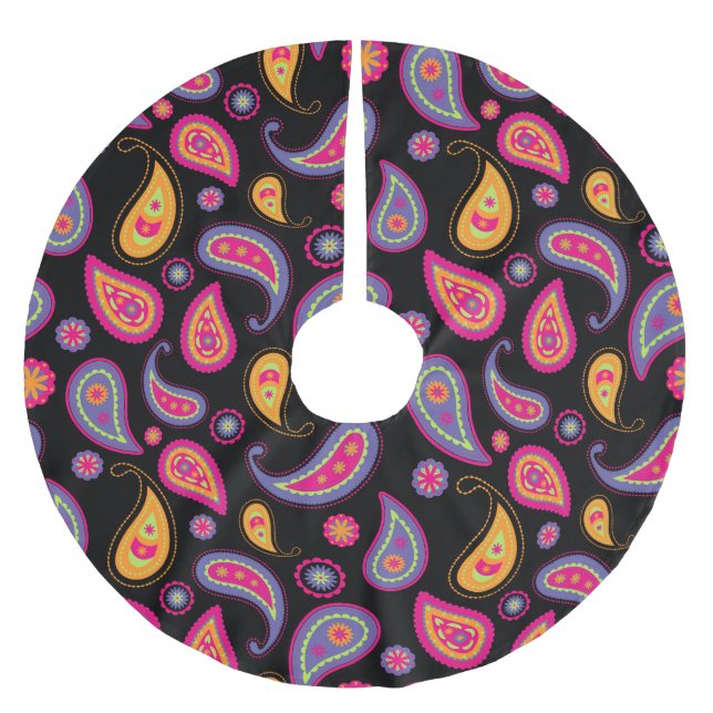 Colourful Paisley seamless Pattern Brushed Polyester Tree Skirt (Front)