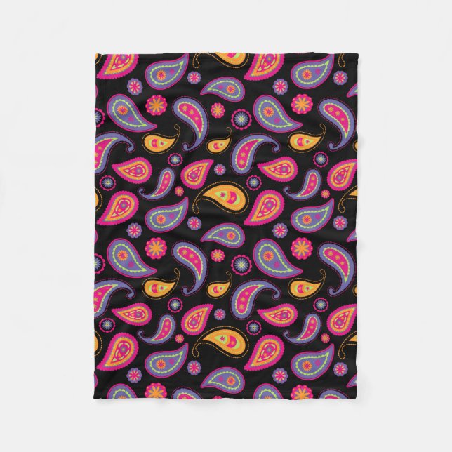 Colourful Paisley seamless Pattern Fleece Blanket (Front)