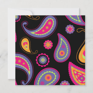 Colourful Paisley seamless Pattern Invitation