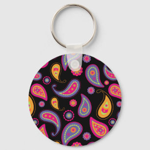 Colourful Paisley seamless Pattern Key Ring