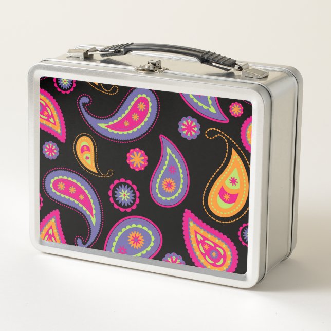 Colourful Paisley seamless Pattern Metal Lunch Box (Front)