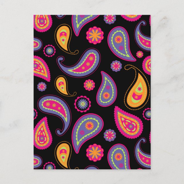 Colourful Paisley seamless Pattern Postcard (Front)