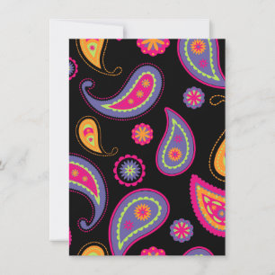 Colourful Paisley seamless Pattern Save The Date