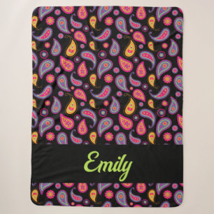 Colourful Paisley seamless Pattern Sherpa Blanket