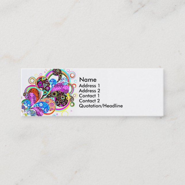 Colourful Paisley Shapes and Circles Mini Business Card (Front)