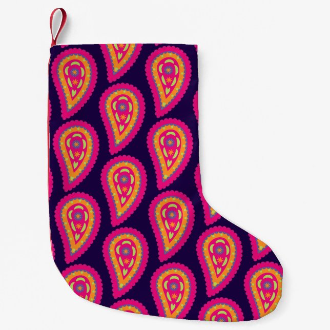 Colourful Paisley Small Christmas Stocking (Front)