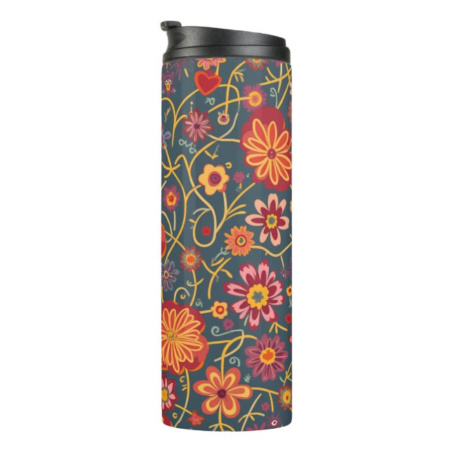 Colourful Paisley Stainless Steel Vacuum Thermal Tumbler (Rotated Right)