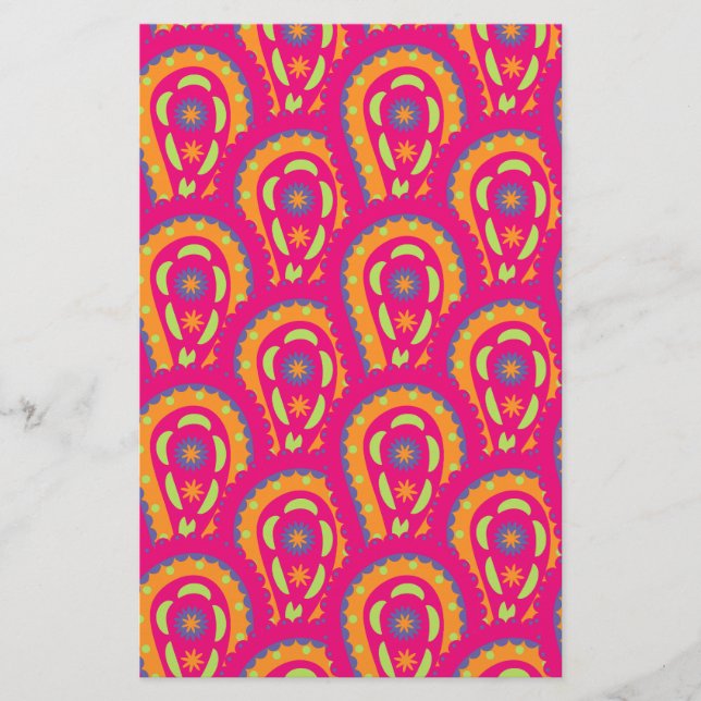 Colourful Paisley Stationery (Front)