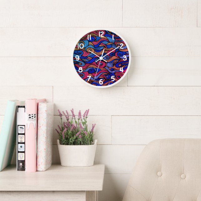 Colourful Paisley Swirl Pattern Wall Clock (Reading Room)