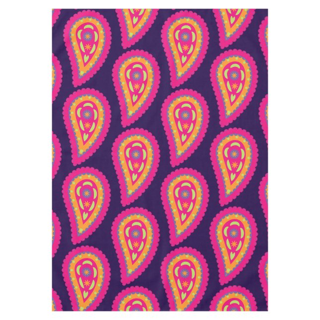 Colourful Paisley Tablecloth (Front)
