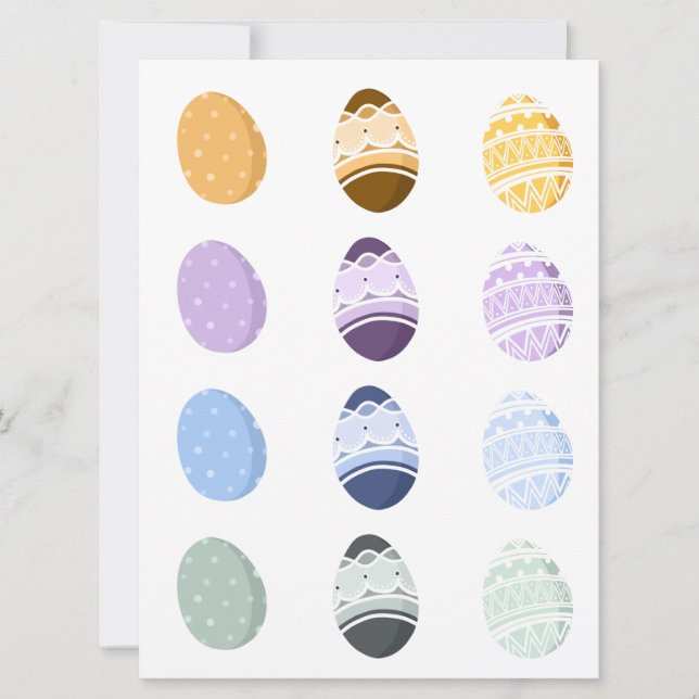 Colourful Pale Easter Eggs Holiday Card (Front)