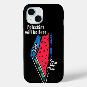 colourful palestine watermelon map graphic design iPhone 15 case