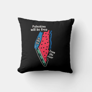 colourful palestine watermelon map graphic design cushion