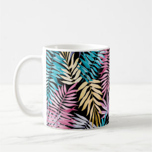 Colourful palm leaves pattern coffee mug