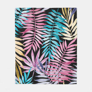 Colourful palm leaves pattern fleece blanket