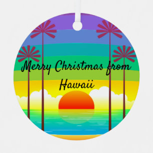 Colourful Palm Sunset Christmas Ornament