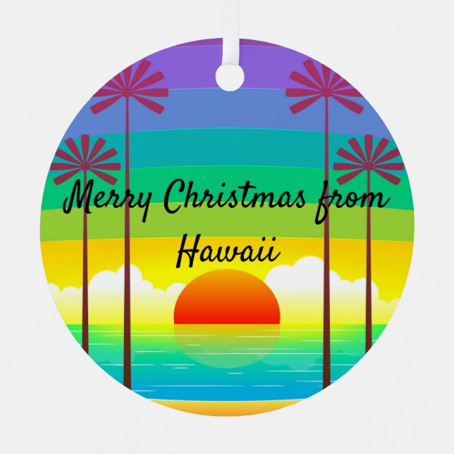 Colourful Palm Sunset Christmas Ornament (Front)