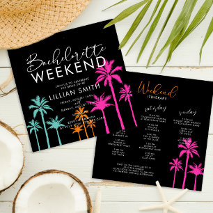Colourful Palm Tree Bachelorette Weekend Invitatio Invitation