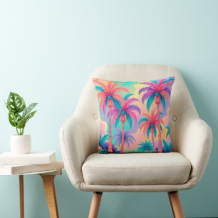 Colourful Palm trees Cushion