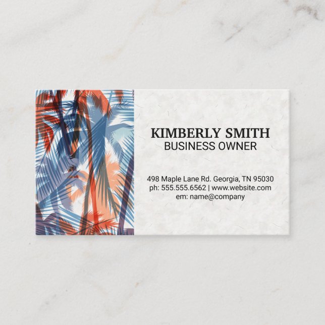 Colourful Palm Trees Pattern | Natural Business Card (Front)