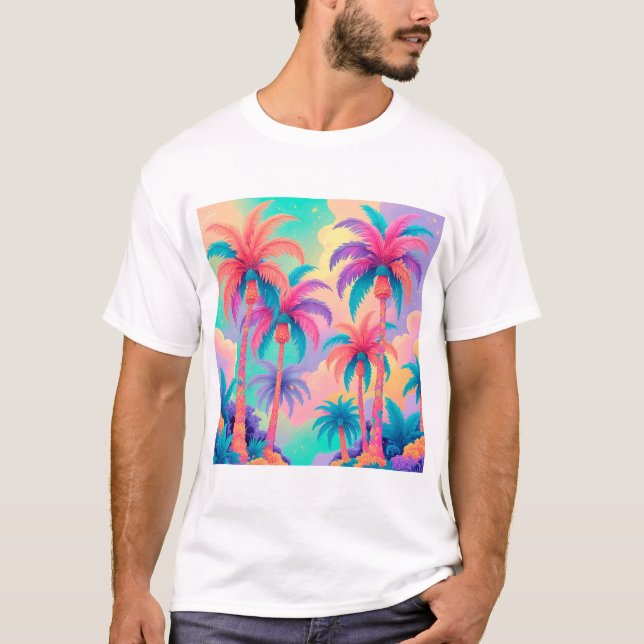 Colourful Palm trees T-Shirt (Front)