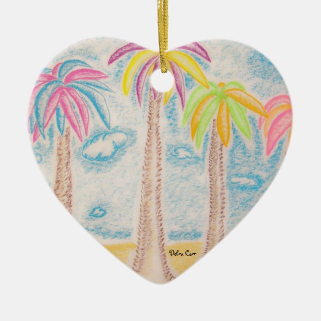 Colourful Palms-heart ornament (Front)