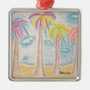 Colourful Palms-premium square ornament