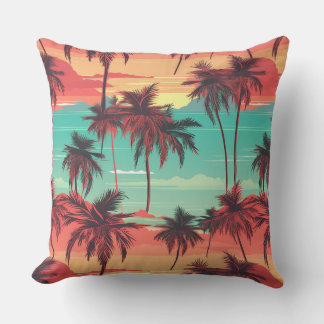 Colourful PalmTrees 055 Cushion