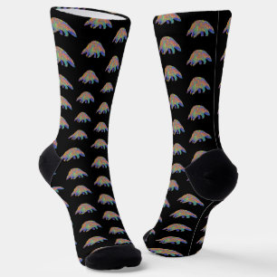 Colourful Pangolin Animal Art Black Socks