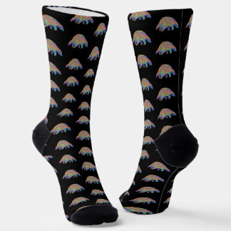 Colourful Pangolin Animal Art Black Socks