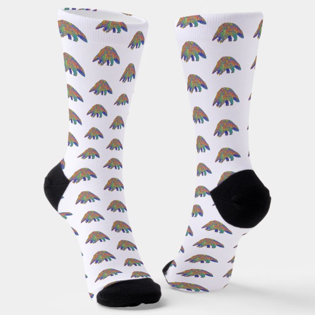 Colourful Pangolin Animal Art  Socks (Angled)