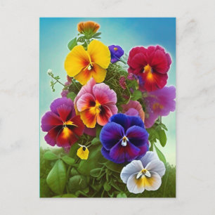 Colourful Pansies -AI ART Postcard
