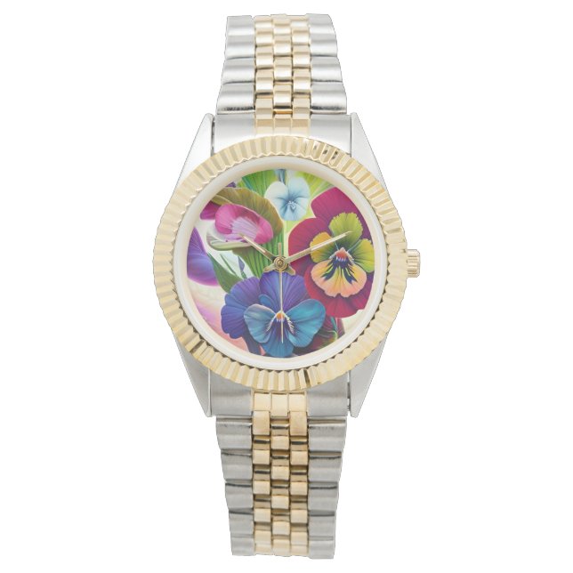 Colourful Pansies -AI ART Watch (Front)