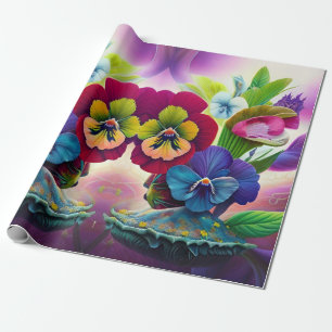 Colourful Pansies -AI ART Wrapping Paper