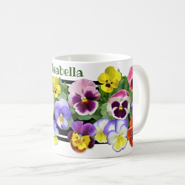 Colourful Pansies Coffee Mug (Front Right)